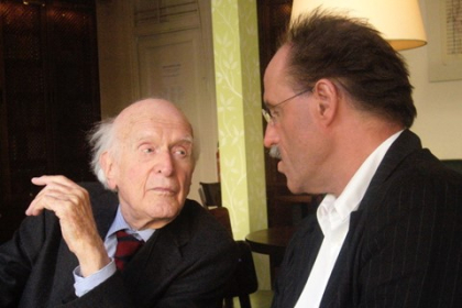 Hans Keilson und Karl-Josef Pazzini am 15.5.2008 im Café Leonar in Hamburg