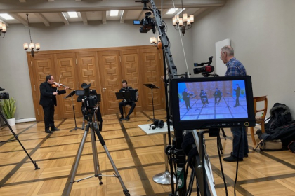 Aufnahme des Konzertes für dessen digitale Verbreitung während der Pandemie im Jagdschloss Malepartus in Bargteheide