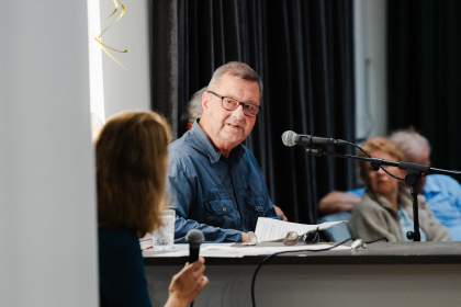Detlef Grumbach, der Initiator des Abends von der Rosa Luxemburg Stiftung Hamburg